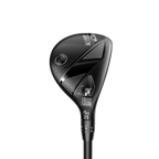 Cobra OPTM Hybrid i svart finish sedd ur adress-position, med bred och grund klubbprofil för hög MOI och FutureFit33-hosel synlig vid skaft-fästet