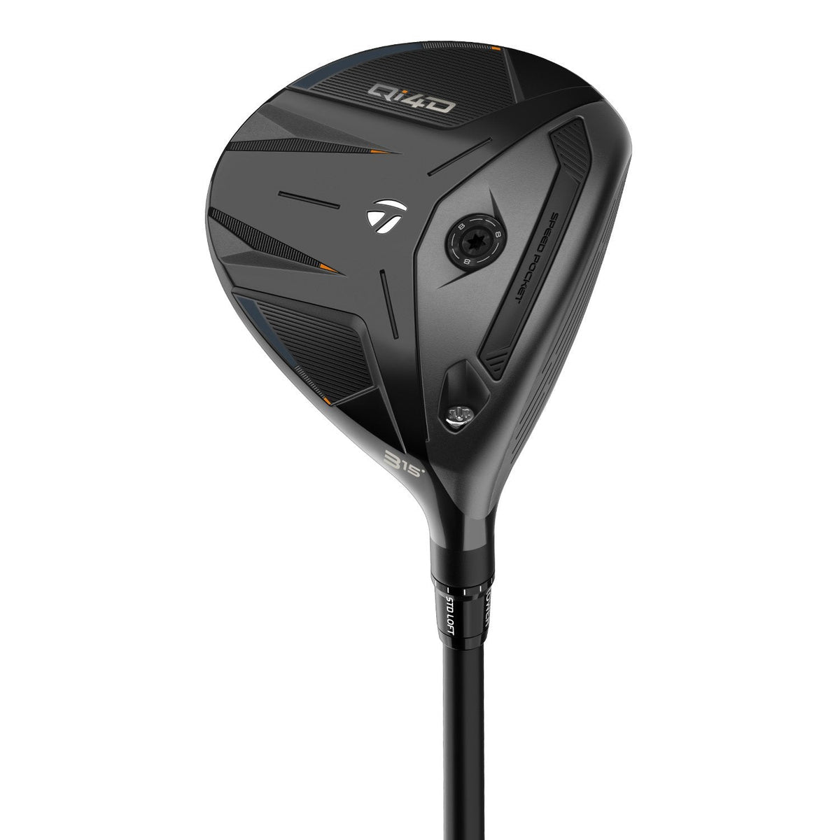 TaylorMade Qi4D fairwaywood, klubbhuvudet sett snett framifrån
