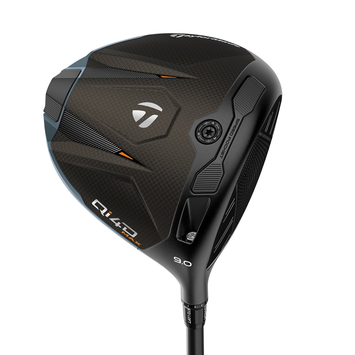 TaylorMade Qi4D Max driver, klubbhuvudet sett snett framifrån