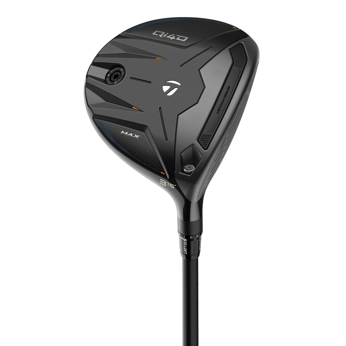 TaylorMade Qi4D Max fairwaywood, klubbhuvudet sett snett framifrån